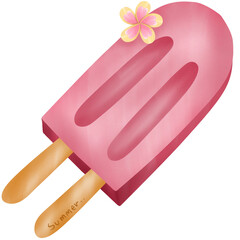 ice cream popsicle decorated with summer flowers
