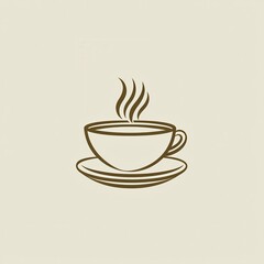 Obraz premium Simple Line Drawing of a Coffee Cup with Rising Steam on a Neutral Background