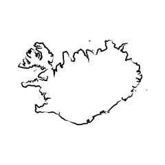 Freehand Iceland map sketch on white background