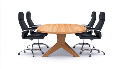 Fototapeta premium Modern conference table setup office space furniture design