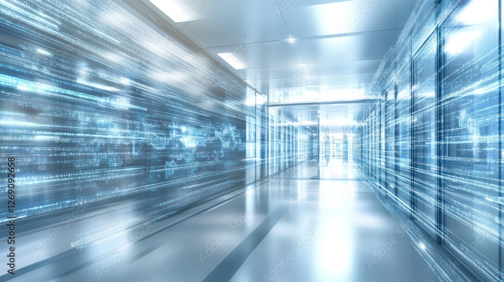 Poster digital corridor: a journey through data streams