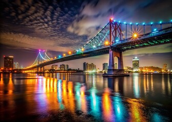 Obraz premium Night View of Crescent City Connection Bridge, New Orleans, Louisiana