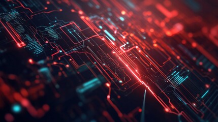 Obraz premium A digital smart logo with a circuit board pattern, seamlessly blending into a futuristic technology background.