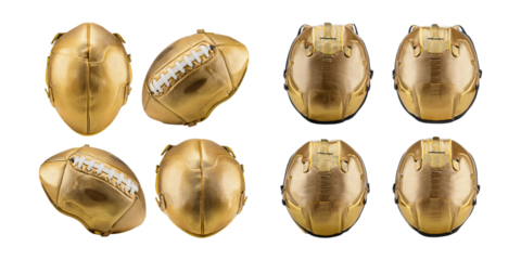 Golden Footballs and Helmets for Sports Event and Celebration Decor