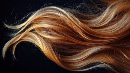 Naklejka premium Close-Up of Smooth Sandy Blonde Hair on Black Background