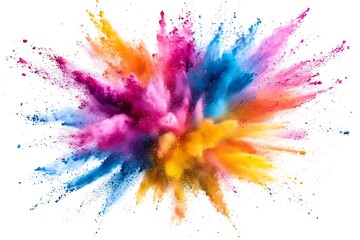 Fototapeta premium Multicolor powder explosion on white background.