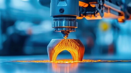 3D printing process, factory, robotic arm, metal,  industrial automation