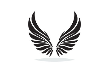  silhouette of angel wings in black and white