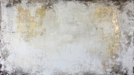 Abstract wall art featuring shades of white and gold in a minimalist design with a textured surface