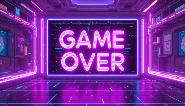 Vaporwave Aesthetic ‘Game Over’ Screen with Pastel Neon Colors and Smooth Synthwave Effects