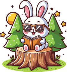 Naklejka premium Playful Cute Bunny Illustration for Digital Downloads, Posters, T-Shirt Designs, and Crafts