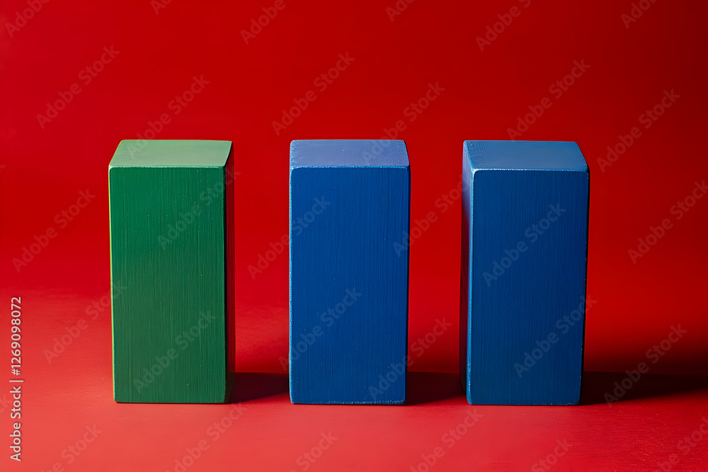 Poster three colorful blocks in different sizes