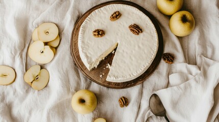 A Creamy Camembert Cheese Delight with Apples and Walnuts