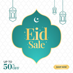 Eid Sale Social Media banner template design background. Up to 50% Ramadan discount. Social Media Post Vector illustration