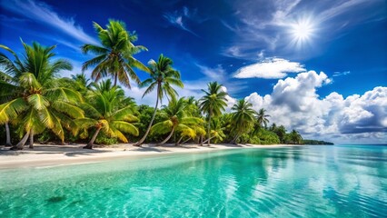 Obraz premium Panoramic Beach Vacation: Sun-Kissed Sands and Azure Ocean