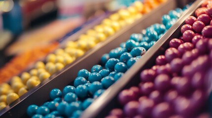 Colorful candy display in a confectionery shop