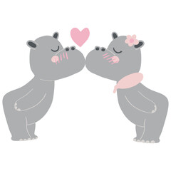 Valentine hippo theme. Cute hippos kissing with a heart above them.