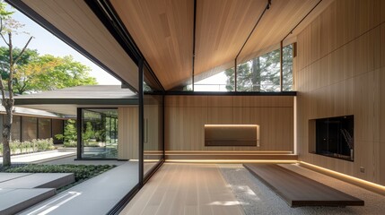 Serene Minimalist Japanese-Style Interior Design with Garden View
