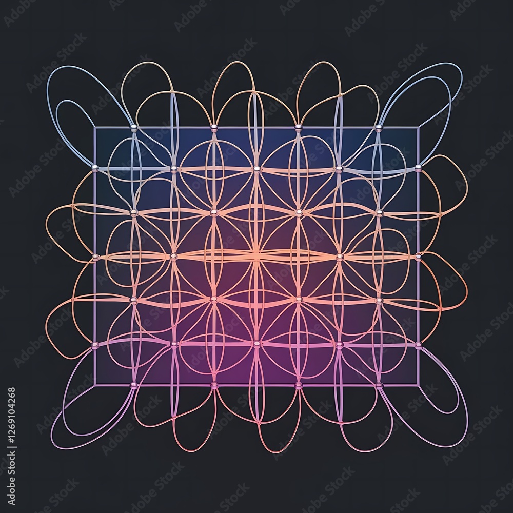 Poster abstract geometric pattern with gradient loops and symmetry