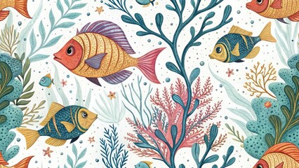 Minimalist Artistic Fish Backgrounds: Abstract Aquatic Wall Art Prints