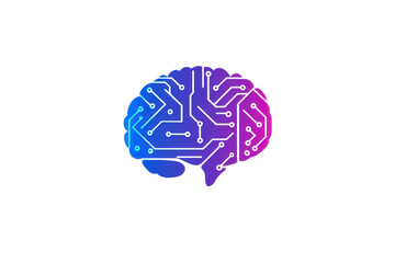 digital brain illustration with circuit patterns in blue and purple, symbolizing technology and artificial intelligence