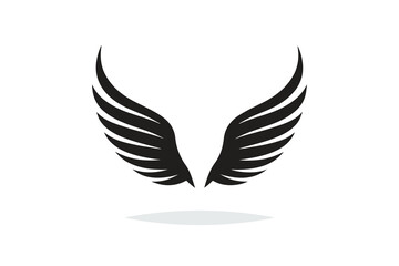 silhouette of angel wings in black and white