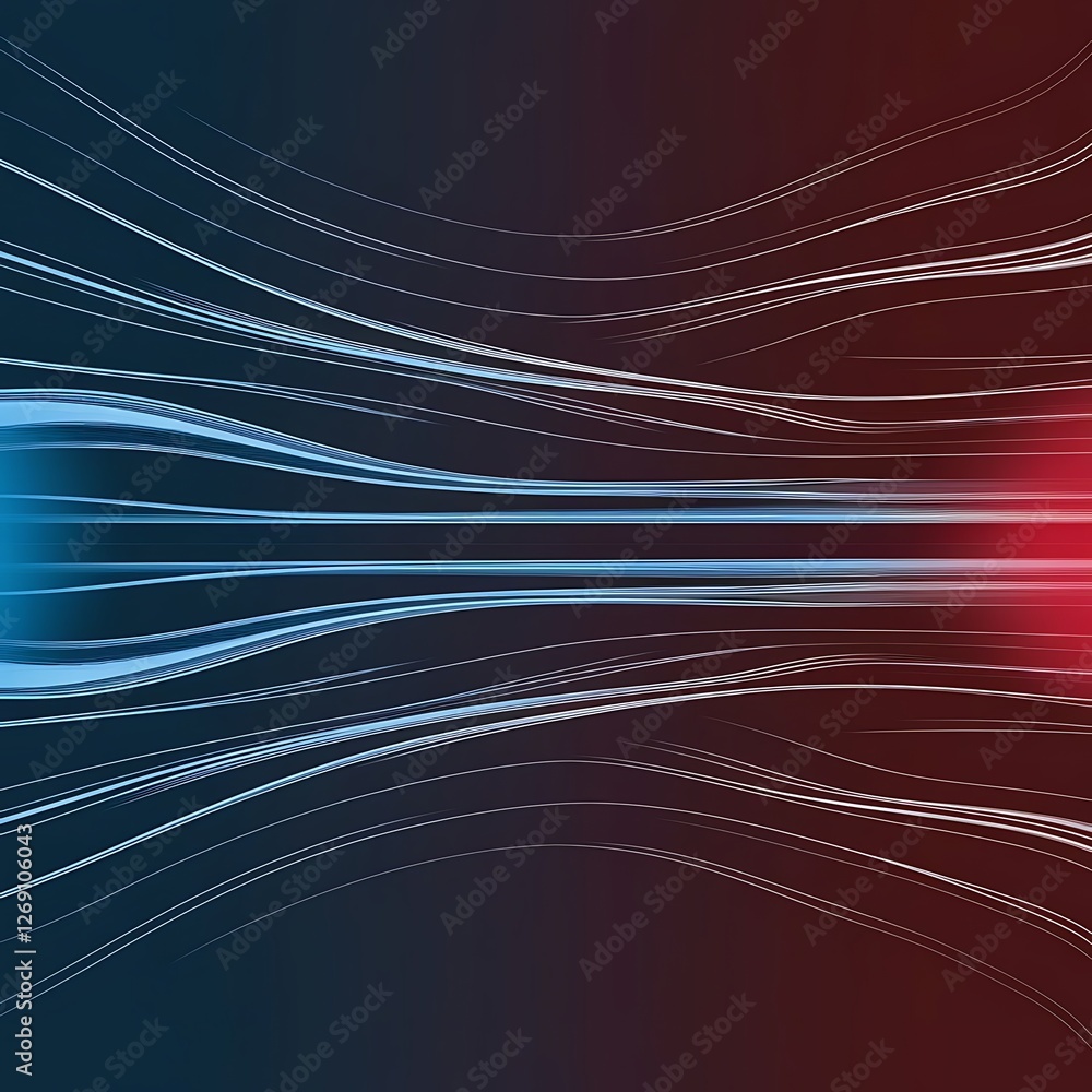 Aufkleber dynamic flowing lines in blue and red abstract digital background