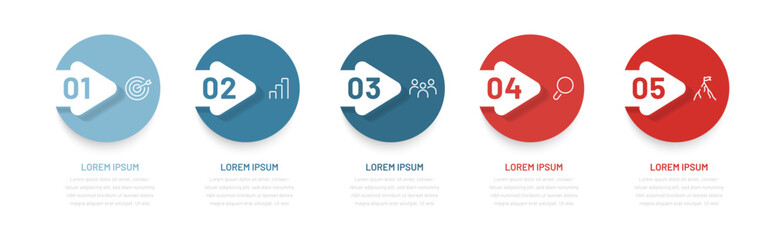 Business infographics with 5 steps. Infographics for presentations, booklets, reports, and websites. Process diagram