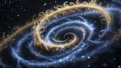 A golden spiral galaxy with sparkling stars, evoking a sense of wonder and mystery. Ideal for cosmic and otherworldly themes new