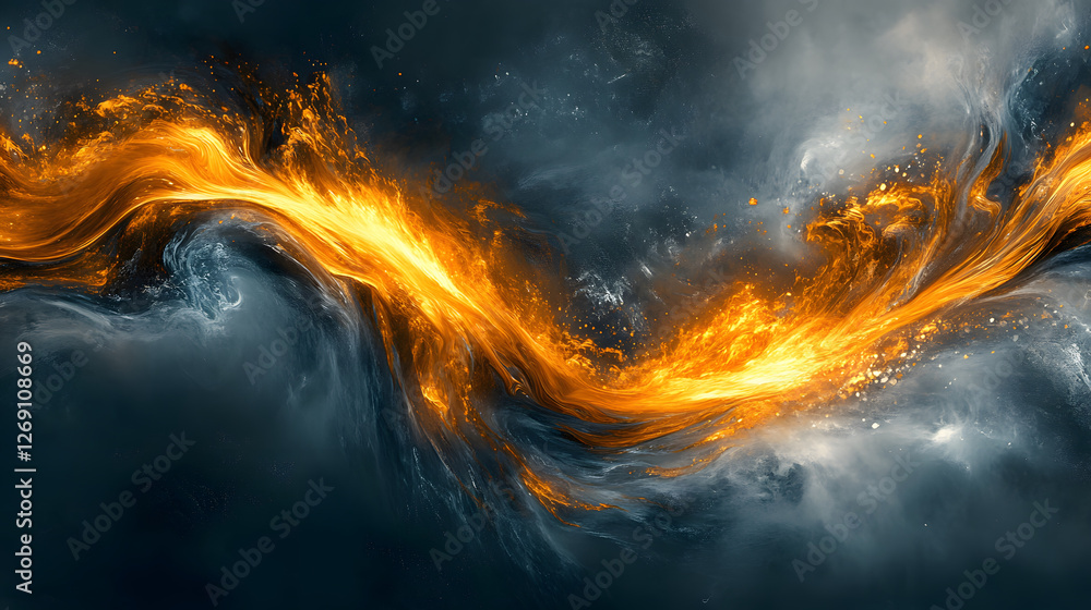 Aufkleber A captivating swirl of fiery orange and dark clouds, creating a dynamic and dramatic visual representation of energy and motion