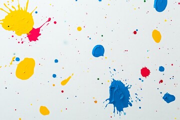 Colorful paint splatters on white background, studio shot, abstract art texture (2)