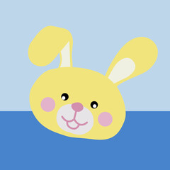 cute cartoon bunny face, masc...