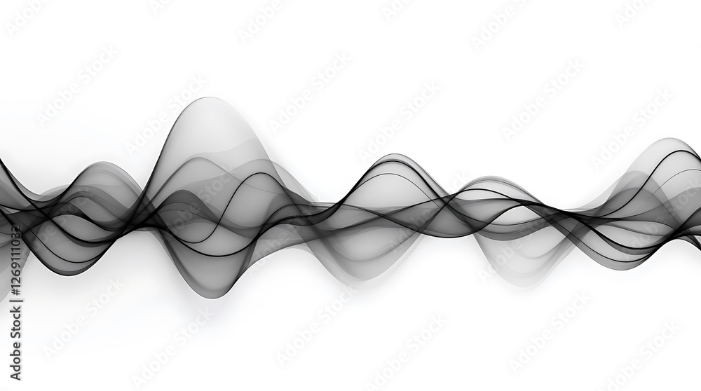 Aufkleber dynamic 3d flowing black wave lines pattern on white background