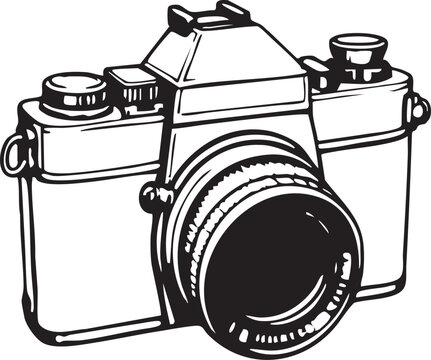 Retro Foto Kamera Silhouette in schwarz wei&szlig;