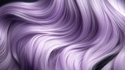 Close-Up of Silky Luminous Lavender Hair on Black Background