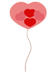 Valentine theme, Heart-shaped balloon with smaller hearts inside, on a string.