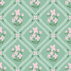 Floral seamless pattern, royal decorative wallpaper with flowers bouquets, romantic damask background