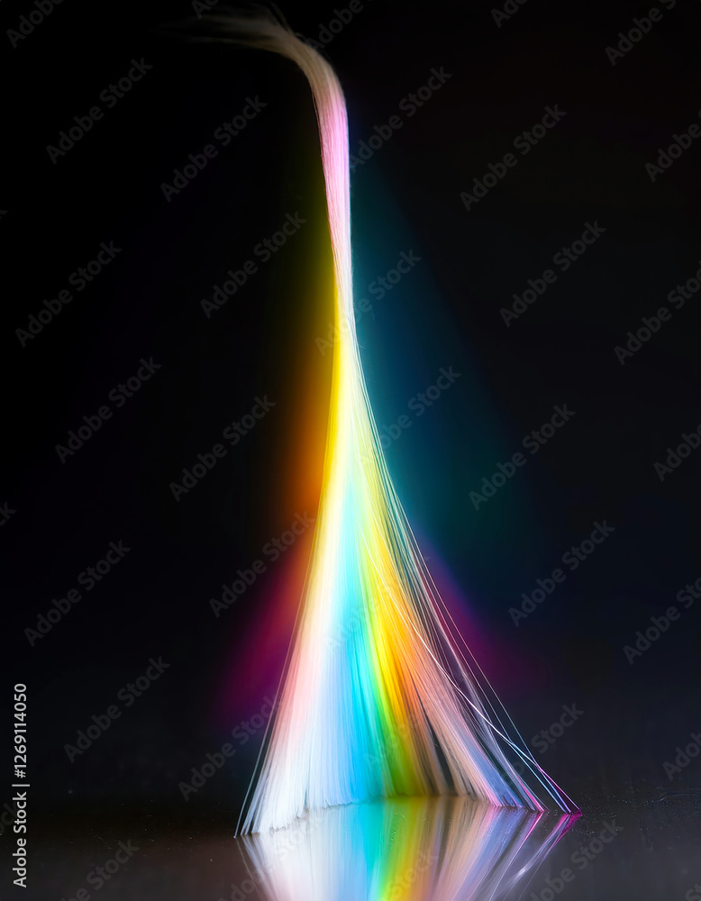 Aufkleber exploring light diffraction around a hair thin object in a dark environment