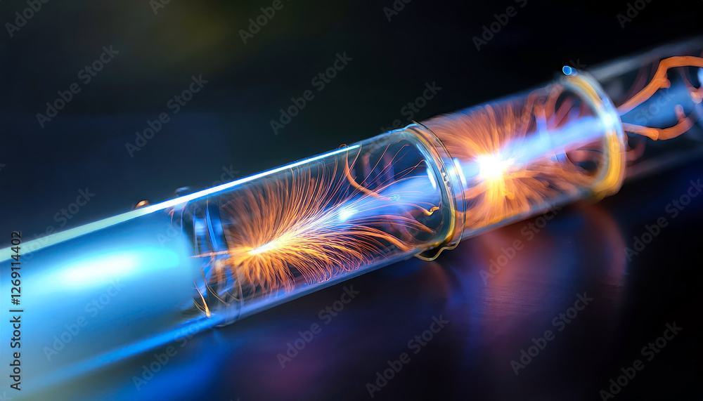 Aufkleber visualization of lorentz force demonstrating charged particles curving along magnetic field lines