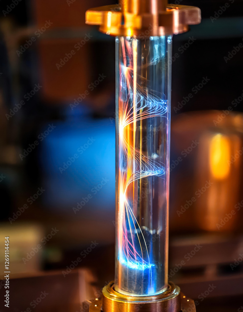 Poster Charged Particles Demonstrate the Lorentz Force Along Magnetic Field Lines in a Captivating Display