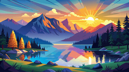 Impressive summer sunrise on Eibsee lake with Zugspitze mountain range. Sunny outdoor scene in German Alps, Bavaria, Germany, Europe. Beauty of nature