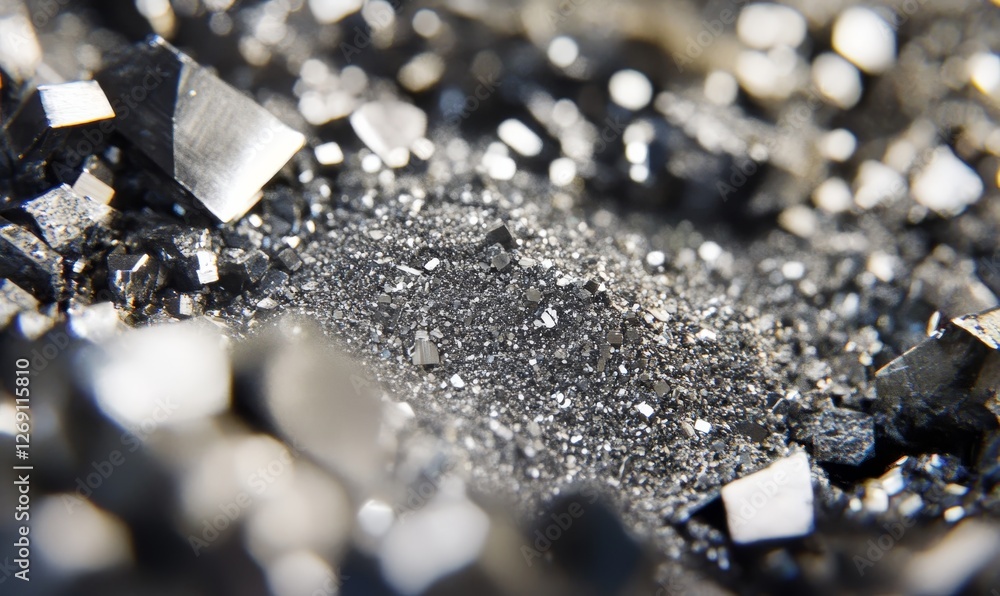 Poster sparkling crystals of different sizes and shapes.