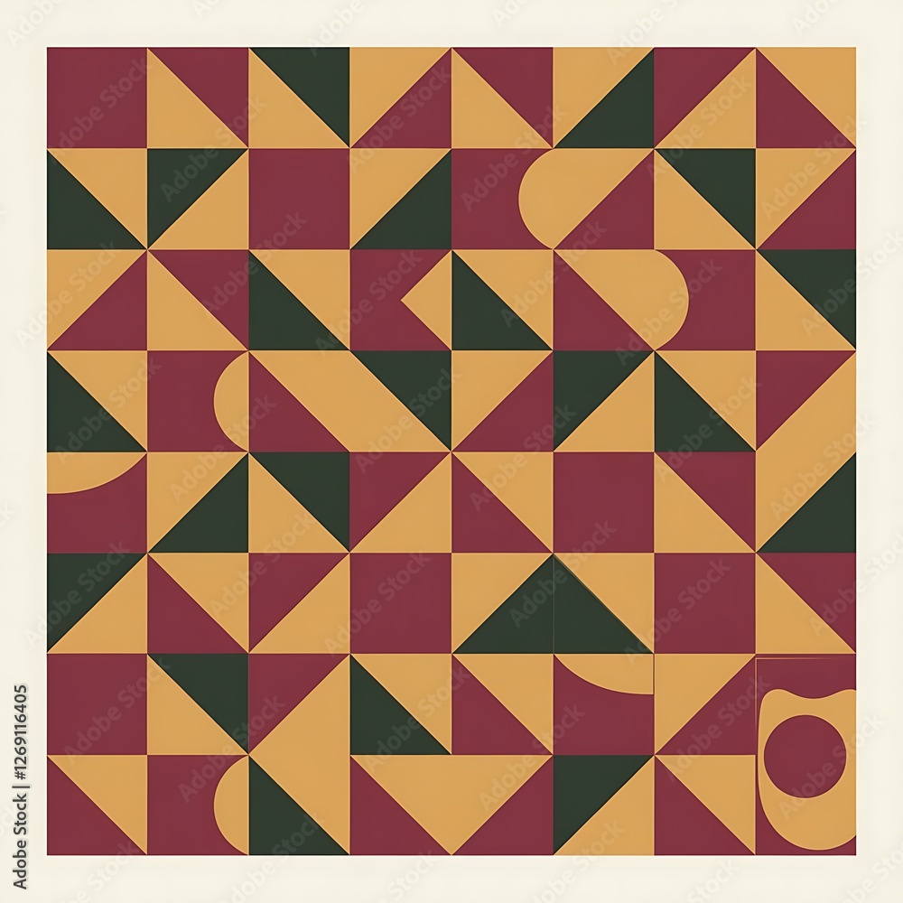 Poster colorful geometric pattern with triangles squares and circles in a modern abstract design creating a