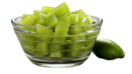 Green Fruit Salad Healthy Vegan Dish, Sweet and Refreshing for Summer, isolated on transparent background.