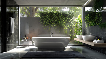 Sophisticated and contemporary bathroom decor style created electronically