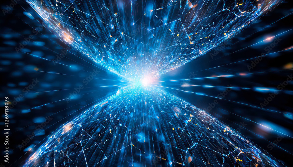 Poster Visual Representation of Quantum Tunneling With Particles Moving Through a Barrier