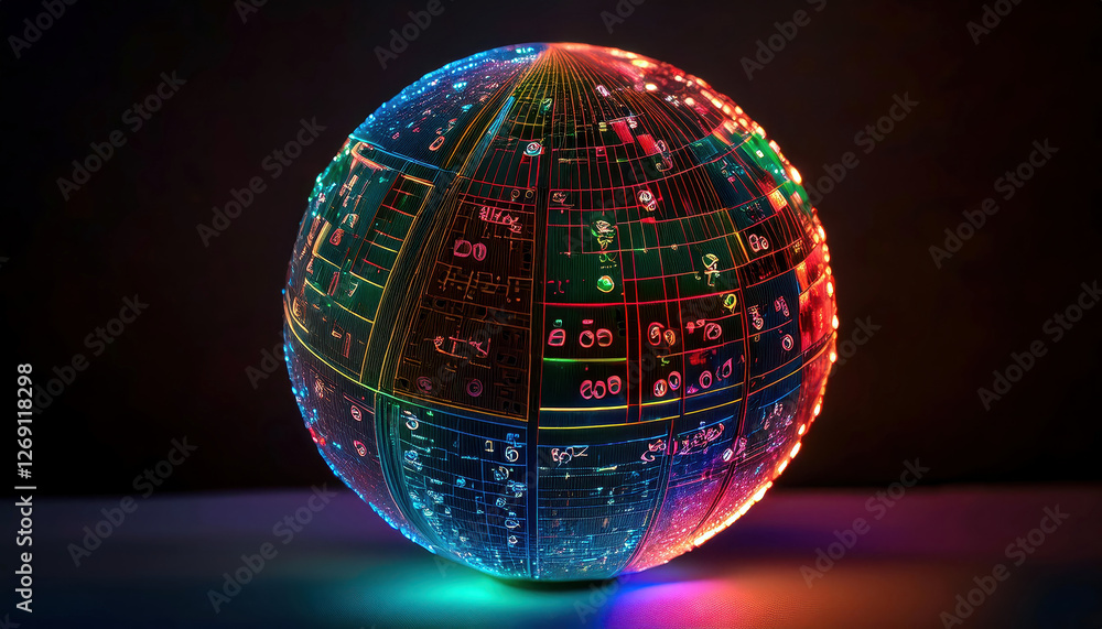 Poster Bright and Colorful Riemann Sphere Visualization Mapping Complex Numbers to a Sphere