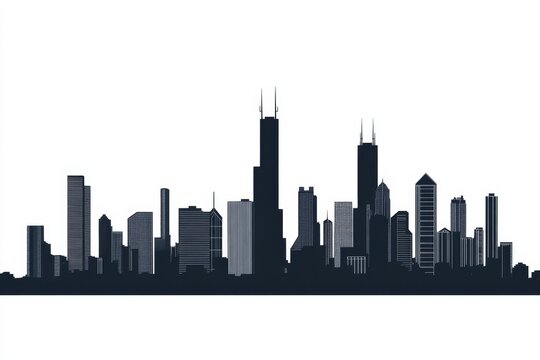 Cityscape skyline silhouette, urban landscape, illustration, design element