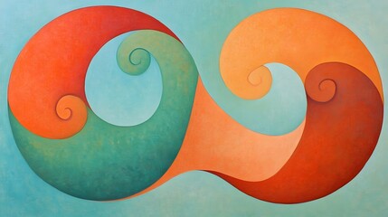 Abstract Spiral Art: Intertwined Curves and Vibrant Hues