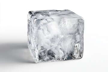 Obraz premium Studio shot of single ice cube on white background